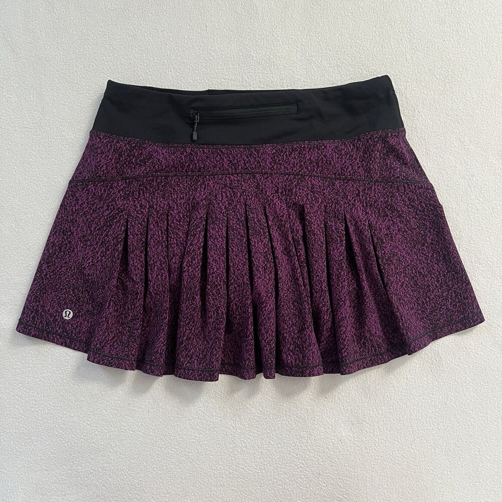 Lululemon Women Aurora Black Purple Print 13" Circuit Breaker Pleated Skirt 6Reg